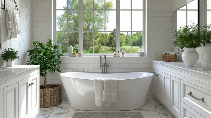 Freestanding Bathtub in a Contemporary Setting